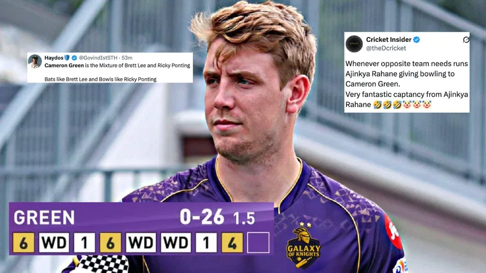 "Extra Service For Extra Pay"- KKR Fans Roast Cameron Green For 10-Ball Over